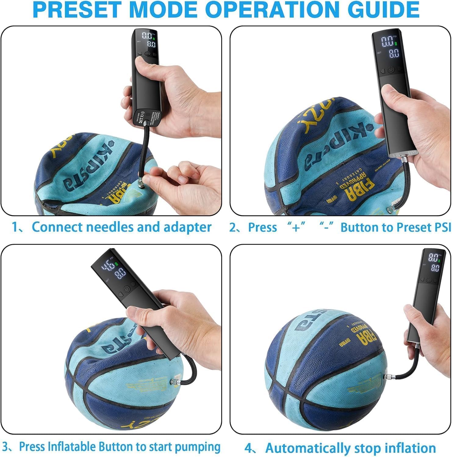 Electric Ball Pump,Smart Air Pump Portable Fast Inflation Accurate Pressure Gauge and Digital LCD Display for All