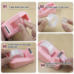 Compact Desk Tape Dispenser, Cute & Stylish Office Accessories - Pink
