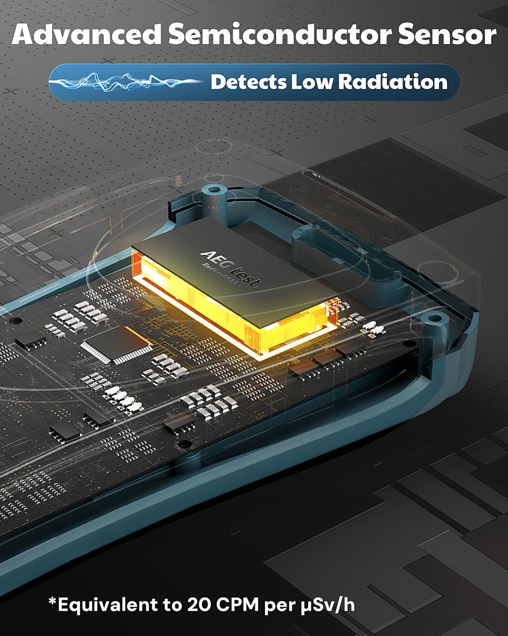 Radiation Detector AEGTEST Radar-5633 Portable Nuclear Radiation Detector with LCD Screen, Rechargeable Dosimeter for