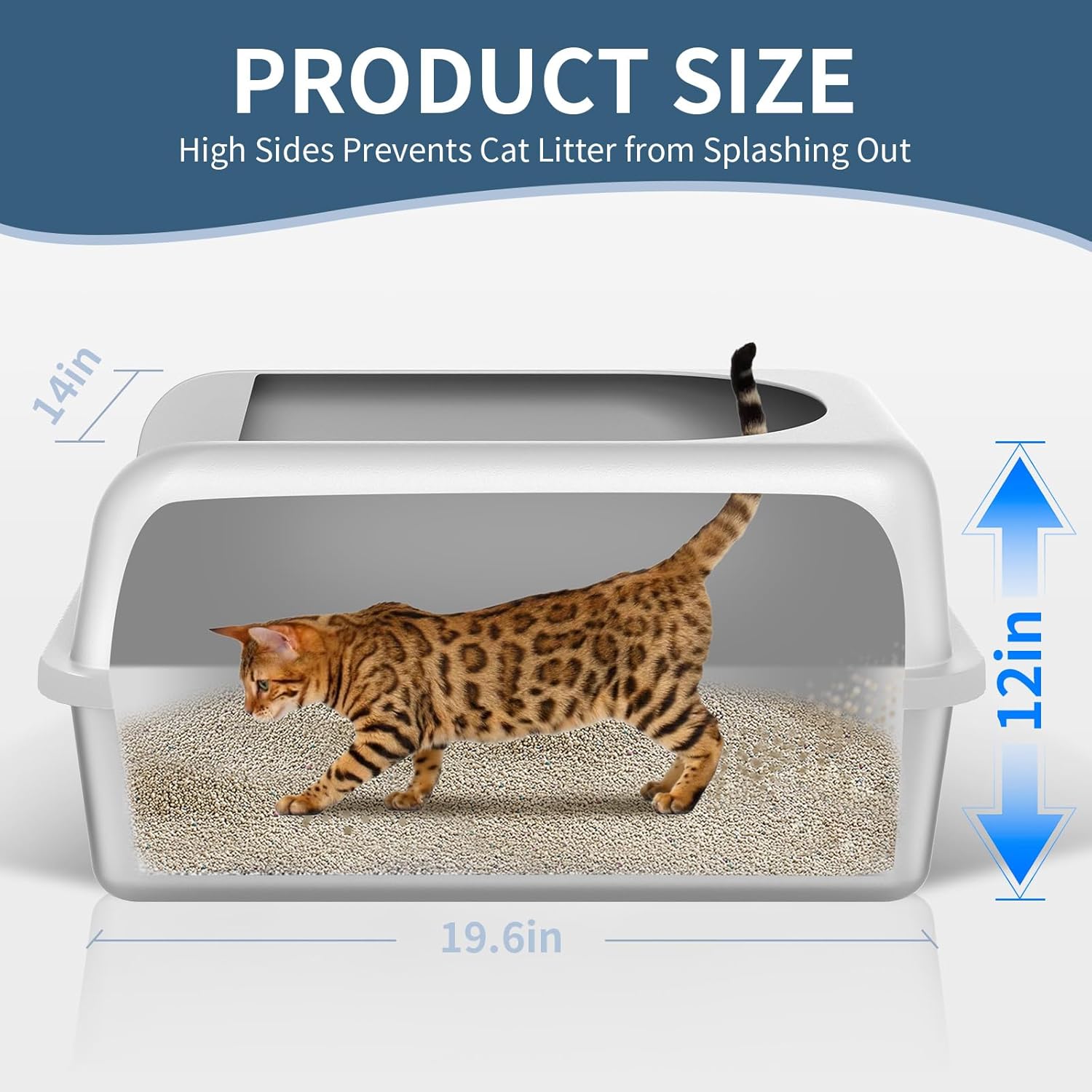 Stainless Steel Cat Litter Box with Lid High Wall Sides Enclosure, Non-Sticky, Anti-Leakage, Easy Cleaning, with Cat