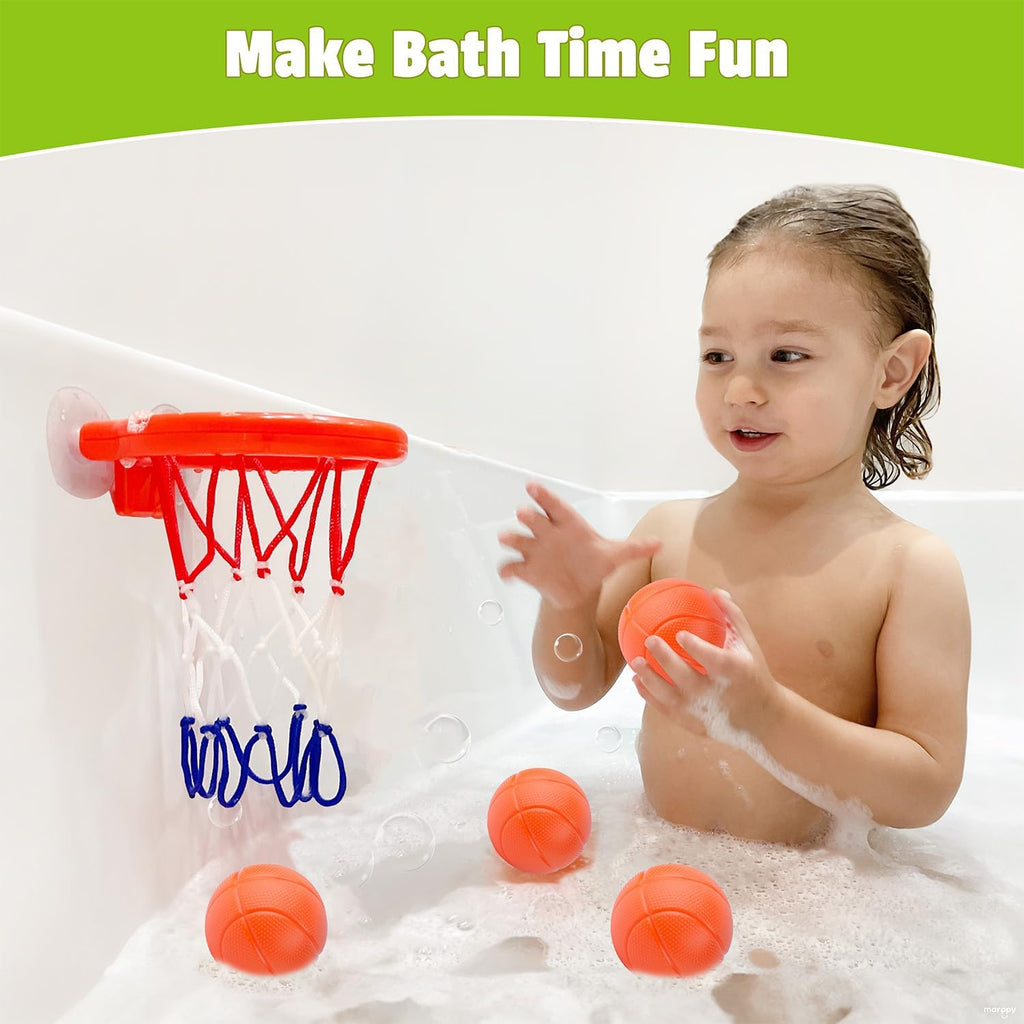 Bath Toys - Bathtub Basketball Hoop for Kids Toddlers - Mold Free Bath Toys with Suction Cup & 3 No Hole Balls