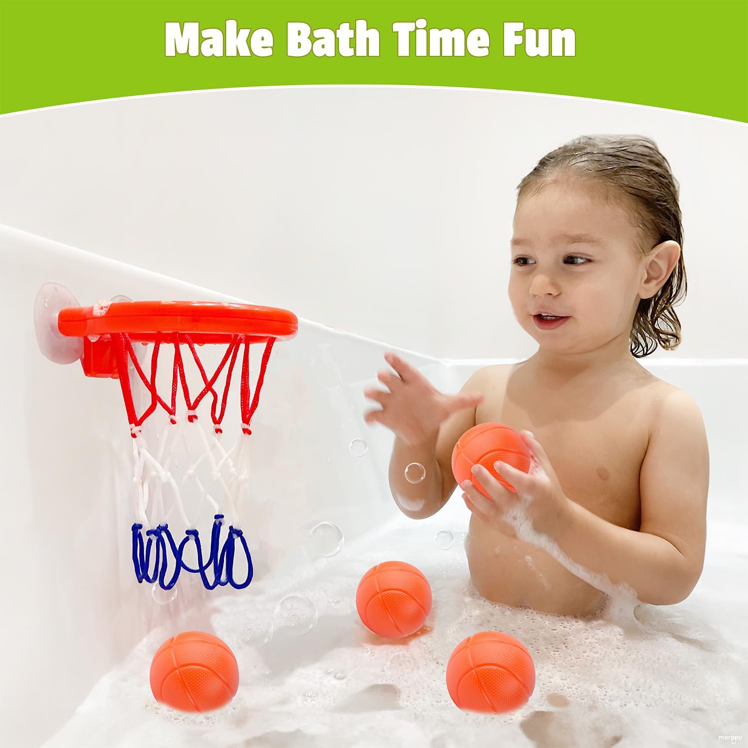 Bath Toys - Bathtub Basketball Hoop for Kids Toddlers - Mold Free Bath Toys with Suction Cup & 3 No Hole Balls