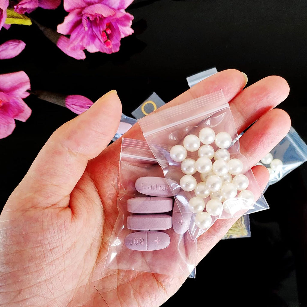Small Plastic Bags 1" x 2" 500pcs for Tiny Items Storage & Packaging