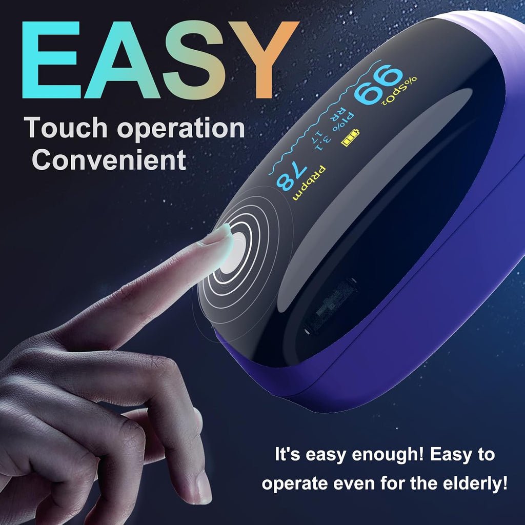 Rechargeable pulse oximeter with respiration, with SpO2 Pulse Rate and PI RR Precision Fast Oximeter SpO2 Reading