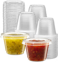 {2.5 oz,200 Sets} Clear Diposable Plastic Portion Cups With Lids, Small Mini Containers For Portion Controll, Jello