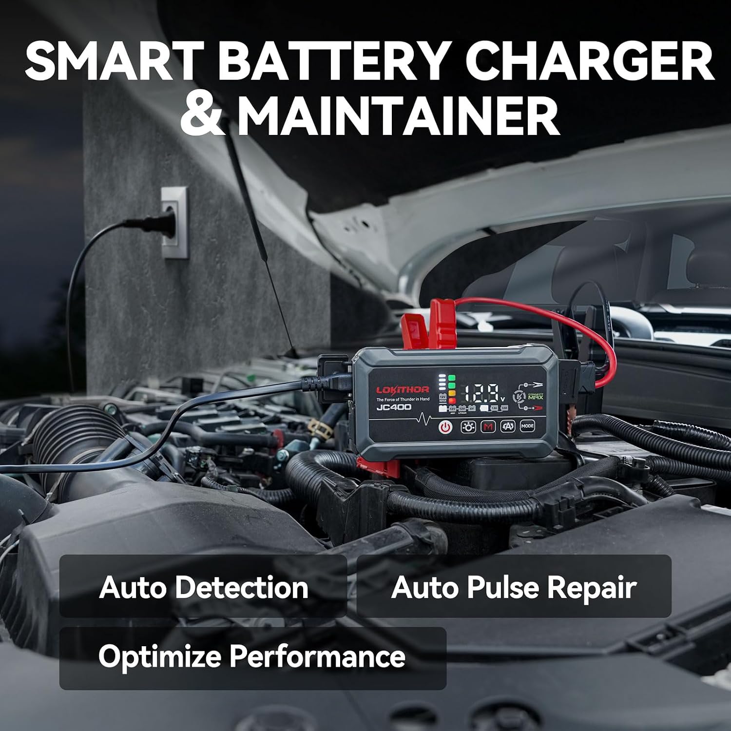 JC400 2A/1A/750mA 6/12V Car Battery Charger & 2500A Jump Starter