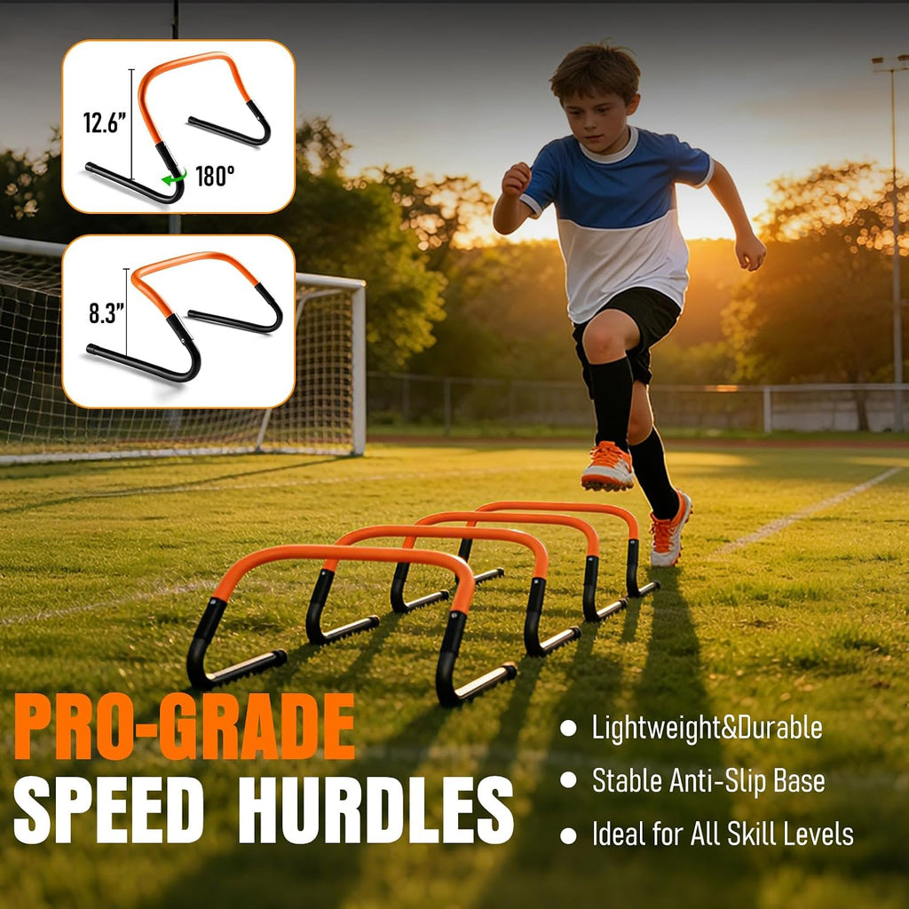 Agility Ladder, Soccer Football Training Equipment Set - 20ft Speed Ladder, 4 Hurdles,Parachute, 12 Cones & Jump Rope