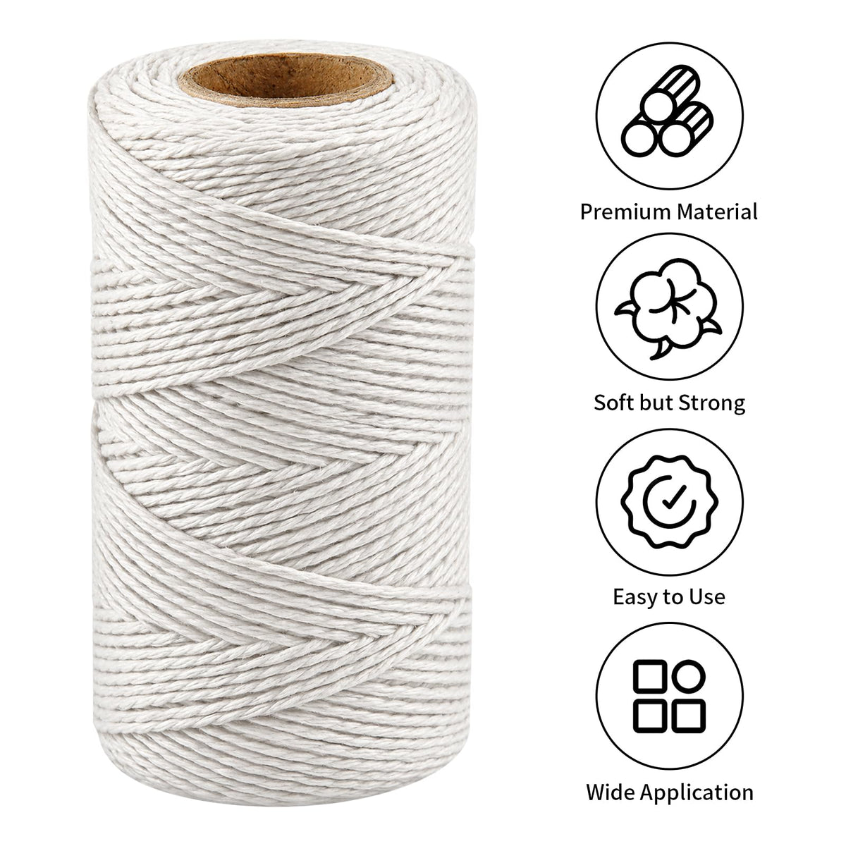 2PCS 328Ft 2MM Natural Cotton Twine String for Kitchen & Crafts