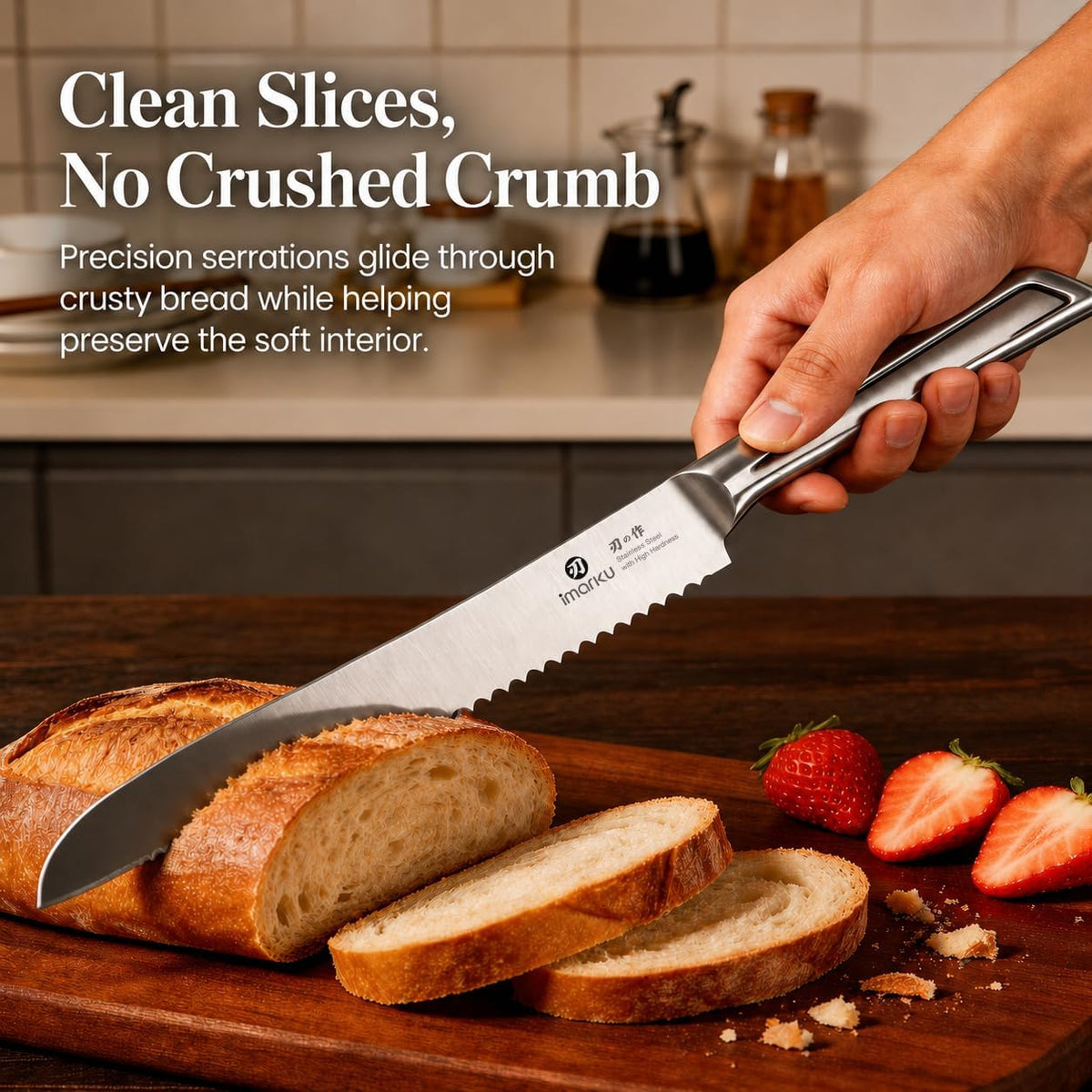 Serrated Bread Knife with Japanese High Carbon Stainless Steel