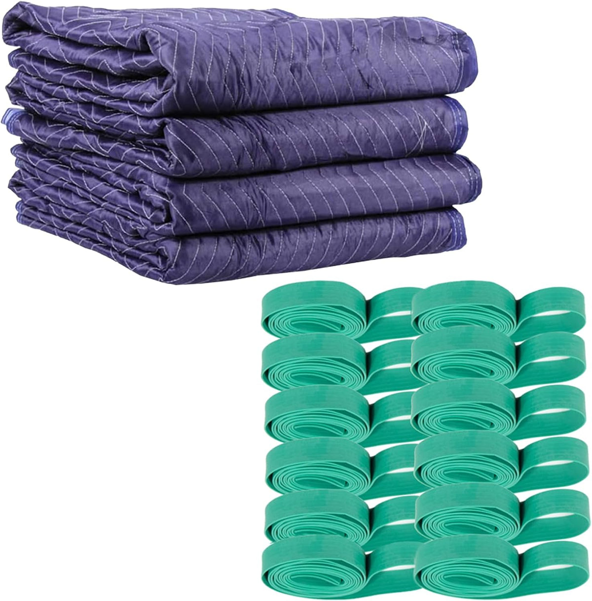 80 Inch X 72 Inch Mega Mover Moving Blankets And 30 Inch (60 Inch Fully Stretched) Moving Bands - Durable Protection