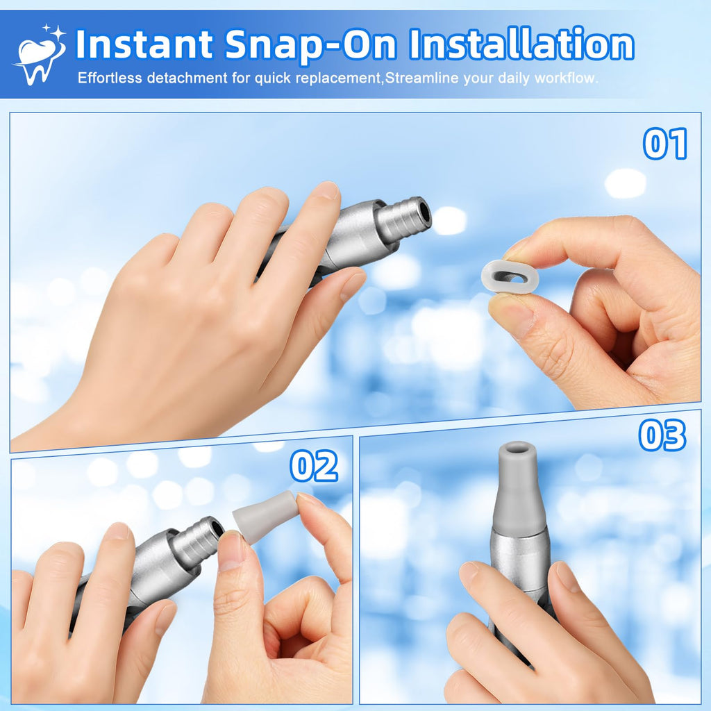 Dental Oral Saliva Ejector Replacement Rubber Valve Snap Tip Adapter for Dentist Surgical Suction Tips 10pcs (Grey)