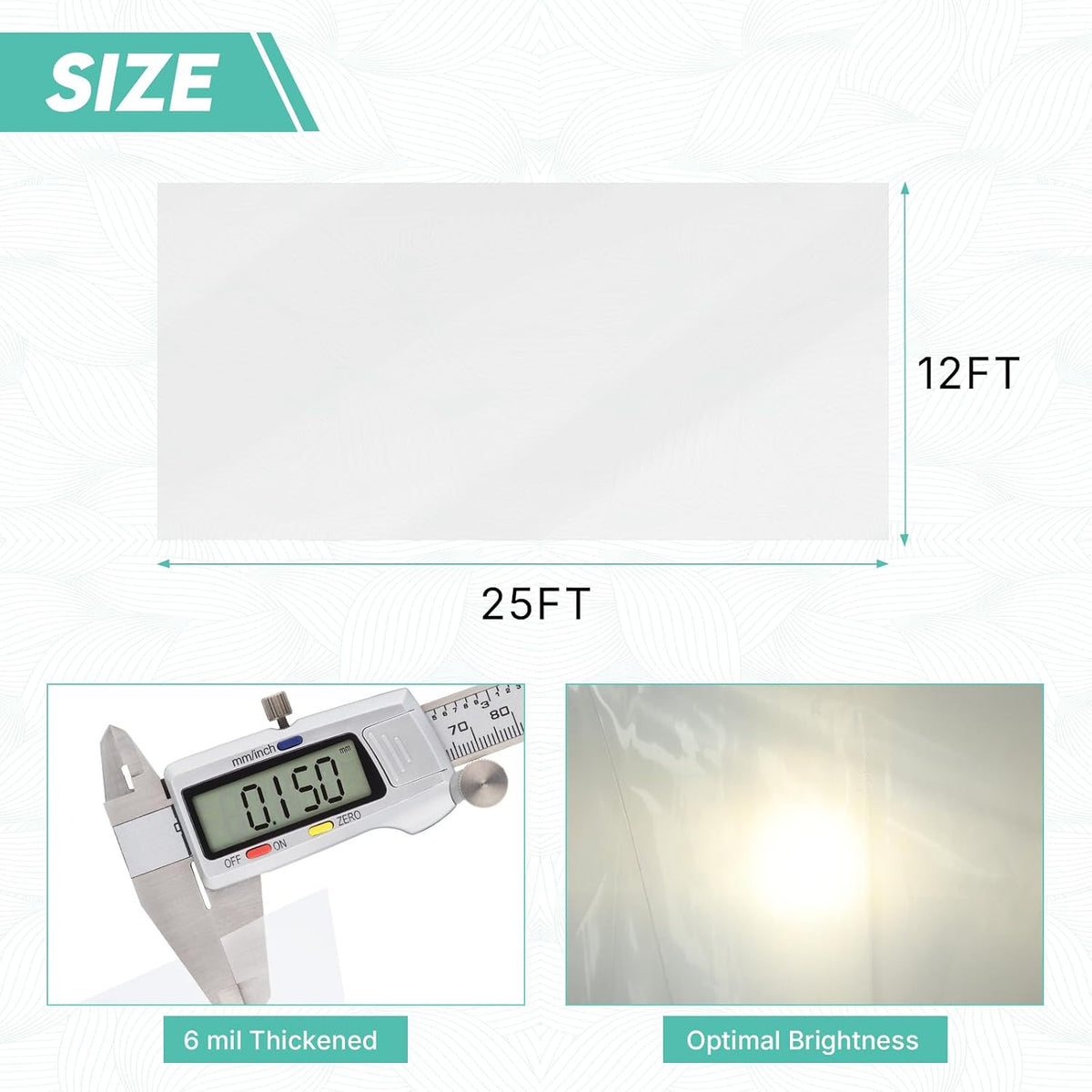 Greenhouse Plastic Sheeting, 12FT x 25FT 6 Mil UV Resistant