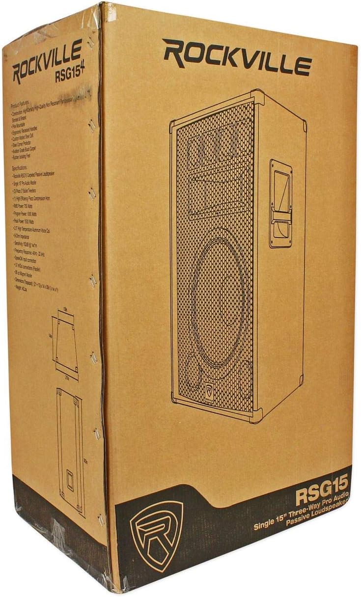 RSG15.4 15" 3-Way 4 Ohm Passive DJ/Pro Audio PA Speaker | 1500W Peak, 750W RMS, 102dB Sensitivity, SpeakON and 1/4"