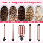 Curling Wand Set, Curling Iron Interchangeable 3 Barrel Wand Curler