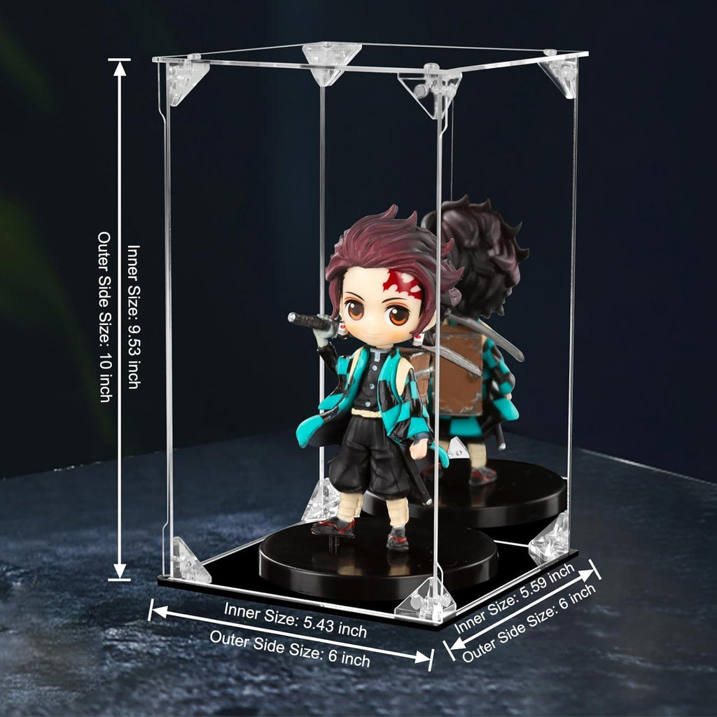 Acrylic Display Case Clear Action Figure Display Case with Mirrored Back, Dustproof Protection Display Box