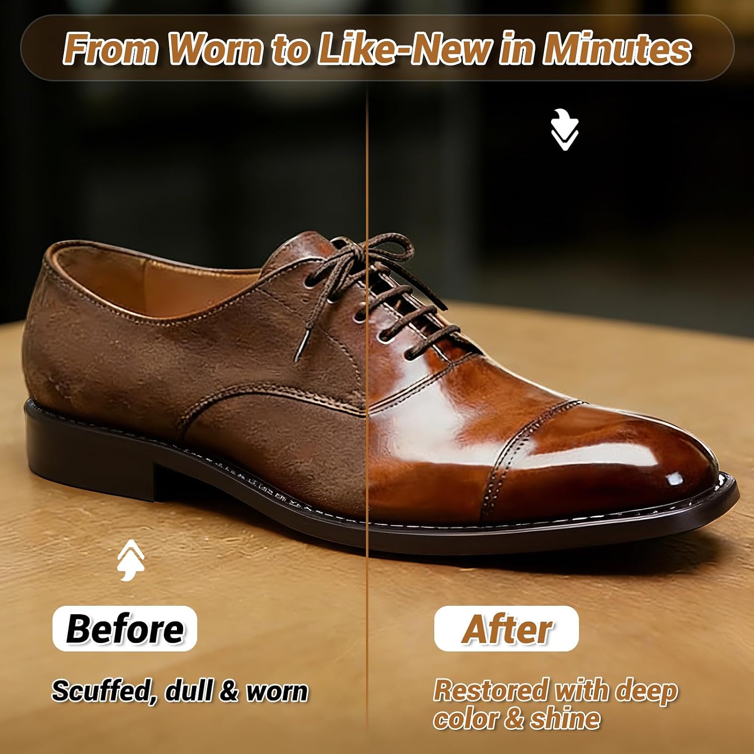 Leather Shoe Polish Kit- Shoe Shine Gift for Men with Black Brown Neutral Shoe Polish Horsehair Brush Sponge Cloth