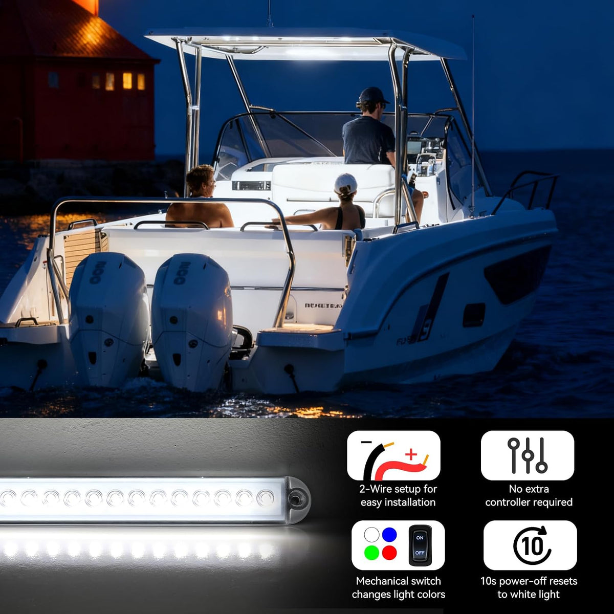 RGBW Boat LED Courtesy Light 12V 4PCS, 8 Inches