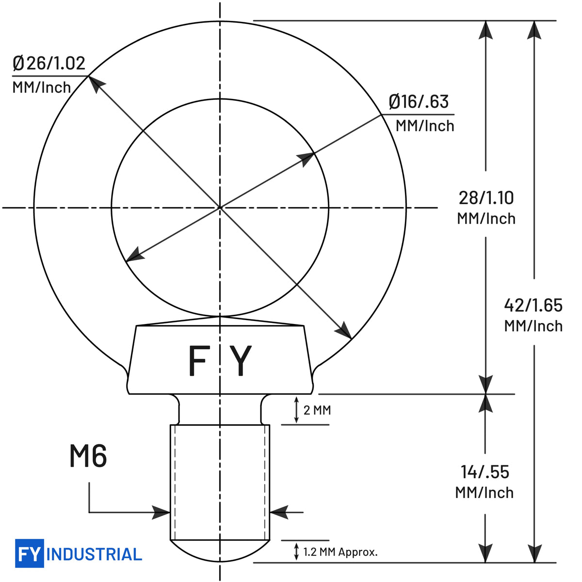 Stainless Steel Machinery Shoulder Lifting Eye Bolt (M6, 10 Items)
