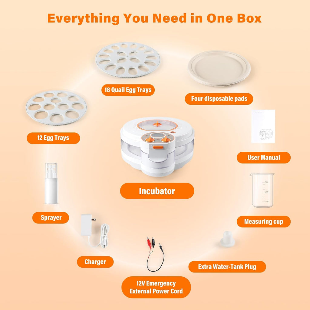 Egg Incubator for Hatching Eggs: Automatic Turner ±1°F Temperature