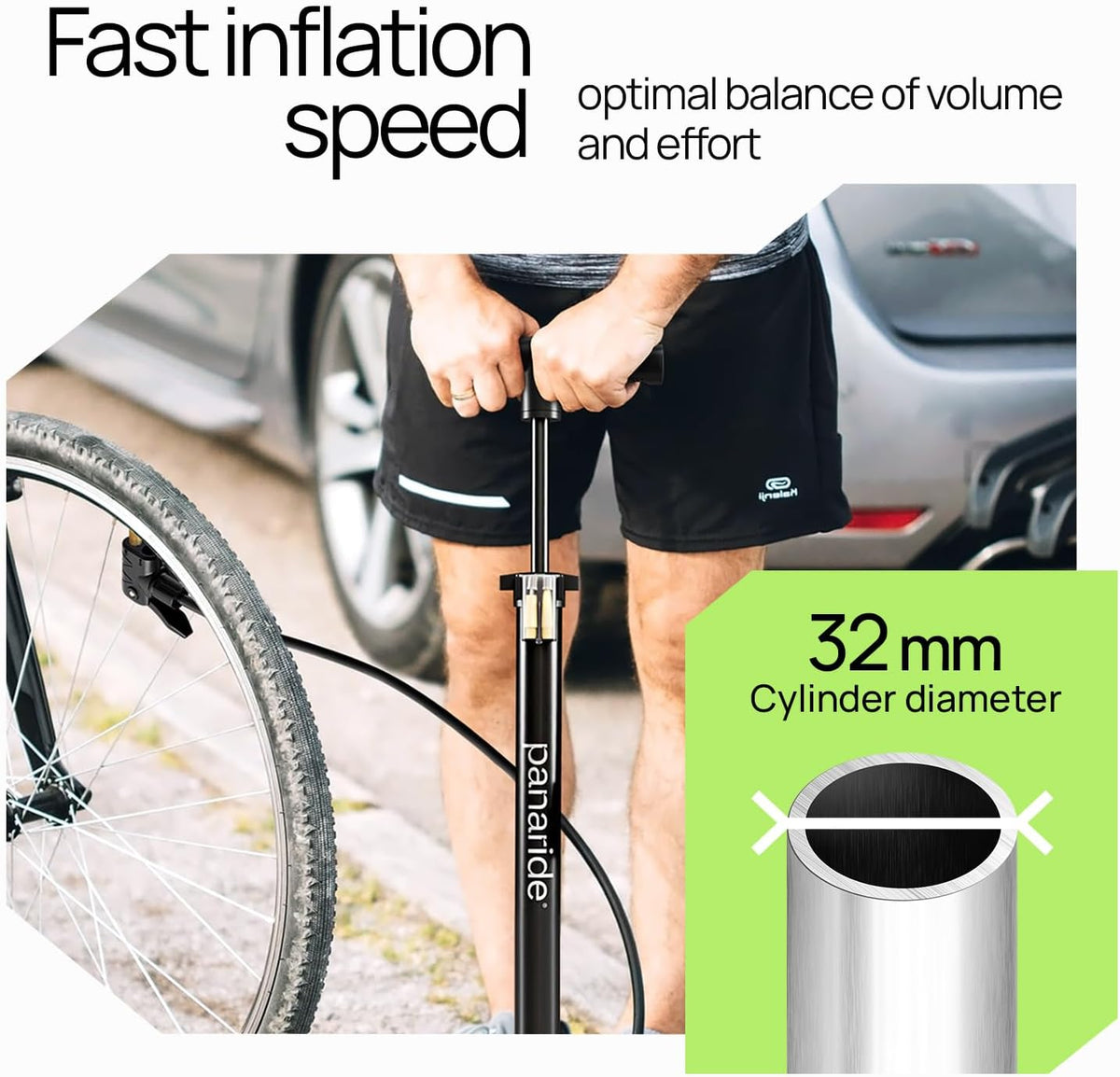 Bike Pump Floor, Advanced Bike Tire Inflator, Bicycle Hand Air Pump with Dual Presta and Schrader Valves, Handheld