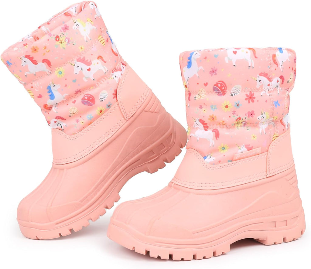 Boys Girls Snow Boots Winter Waterproof Resistant Cold Weather Outdoor Shoes (Toddler/Little Kid)