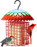 Suet Feeder Double with Weather Guard & Ant Moat, 2 Holders Red