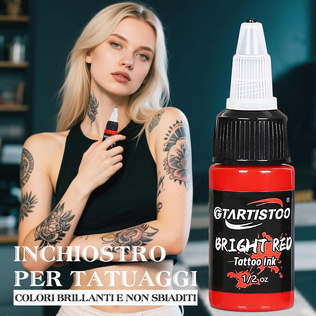 Tattoo Ink Set 16 Colors 0.5oz (15ml) Pigment Supplies Kit for Beginners