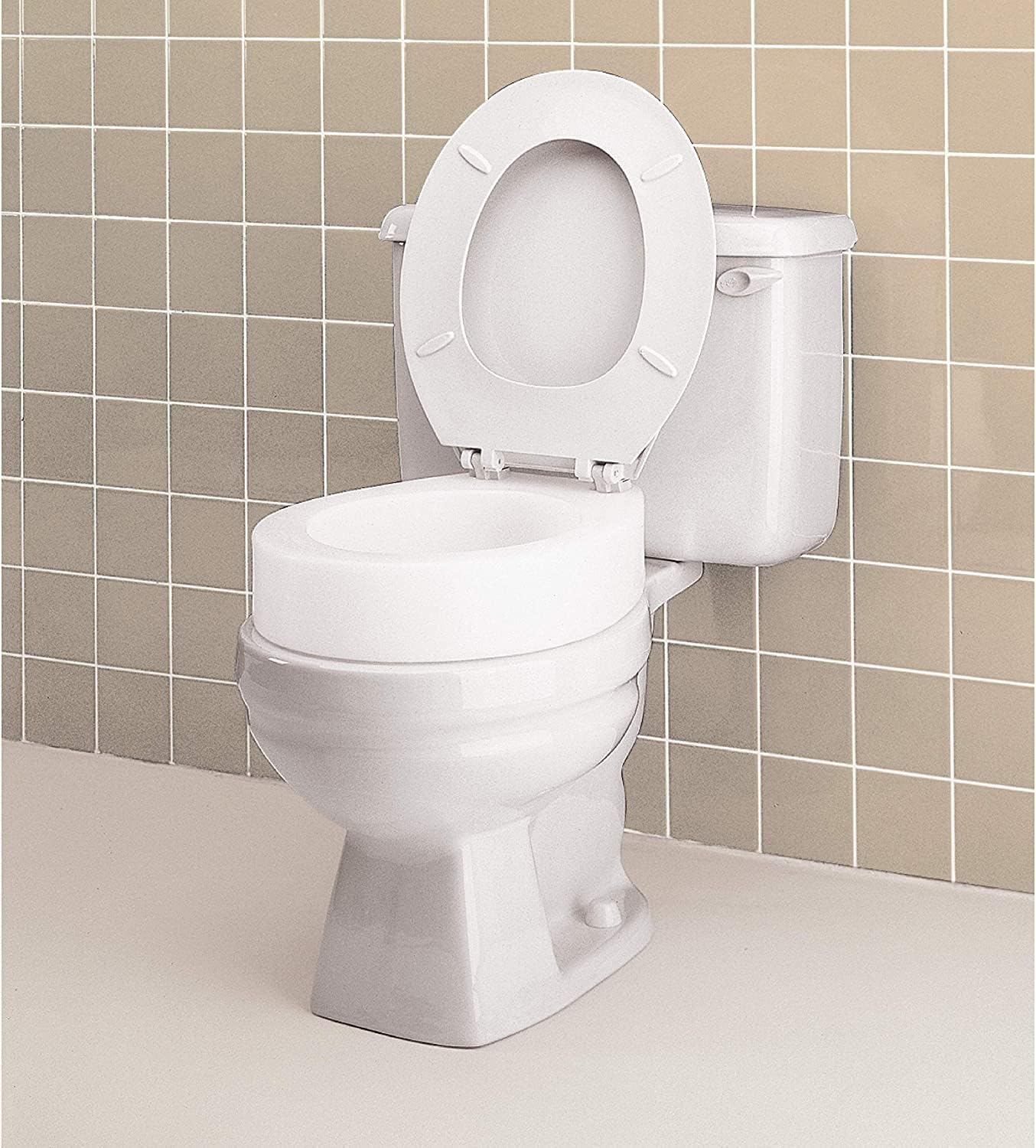 Toilet Seat Riser, Round Raised Toilet Seat Adds 3.5 inches to Toilet Height