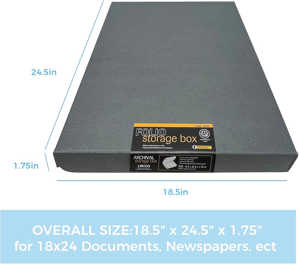 Clamshell Archival Storage Box, 18.5x24.5x1.75 Inch, Gray