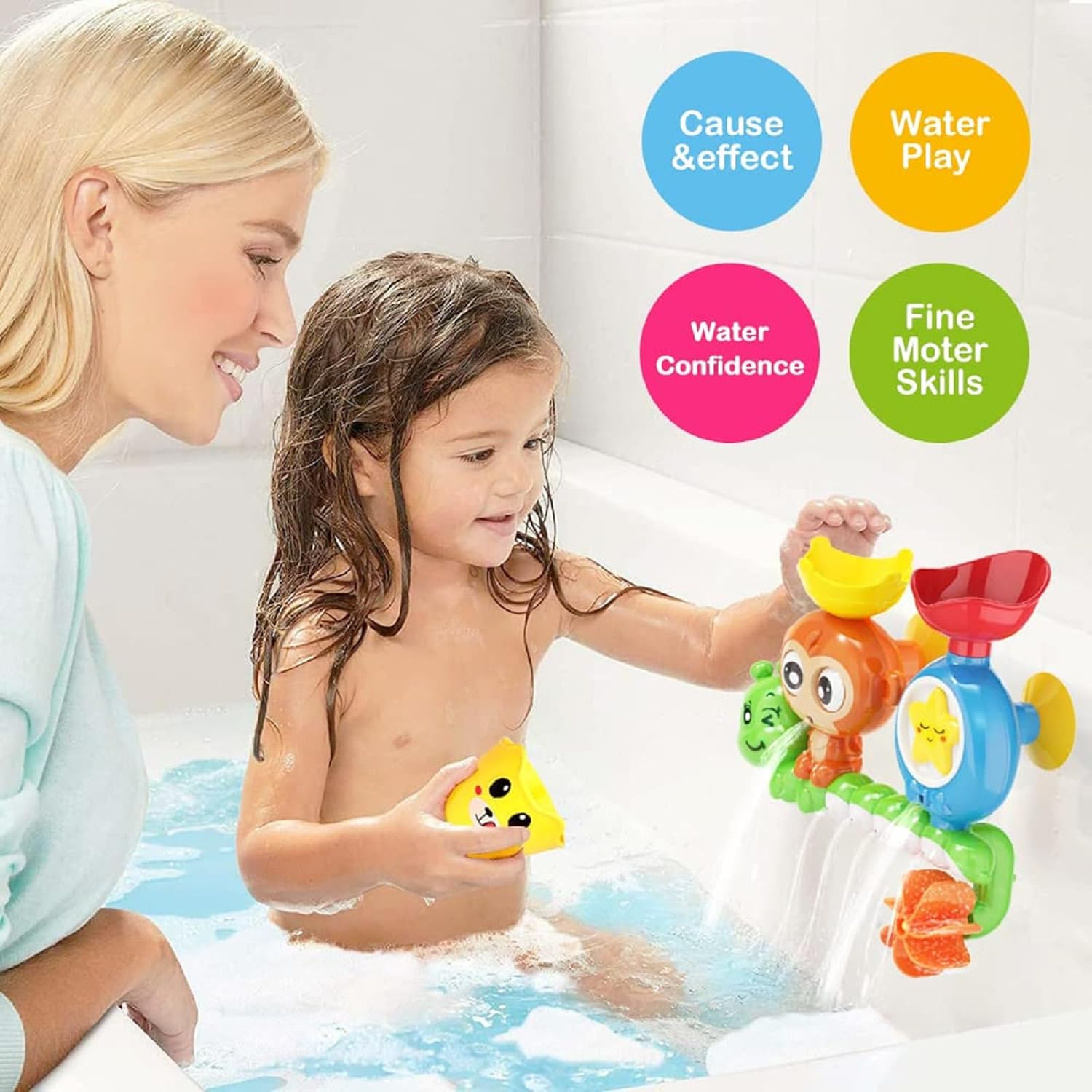 Bath Toys for Toddlers Age 1 2 3 Year Old Girl Boy, Preschool New Born Baby Bathtub Water Toys, Durable Interactive