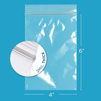 4"x6" Zip Bags, 100 Pack, 2 Mil, Reclosable, for Storage, GPI