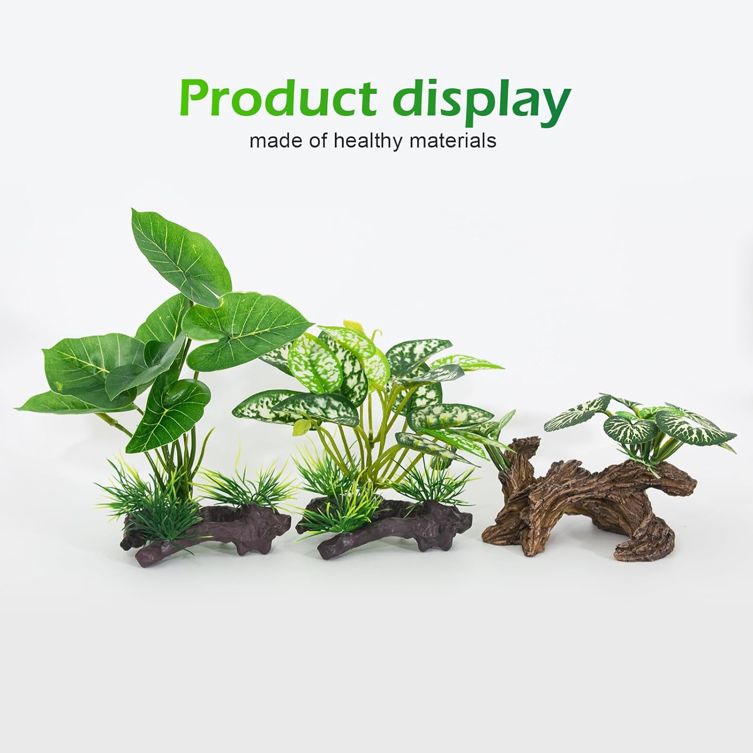 Fish Tank Decorations Aquarium Ornaments 3pcs Betta Silk Leaf Plants Artificial Driftwood Cave Aquarium Plants