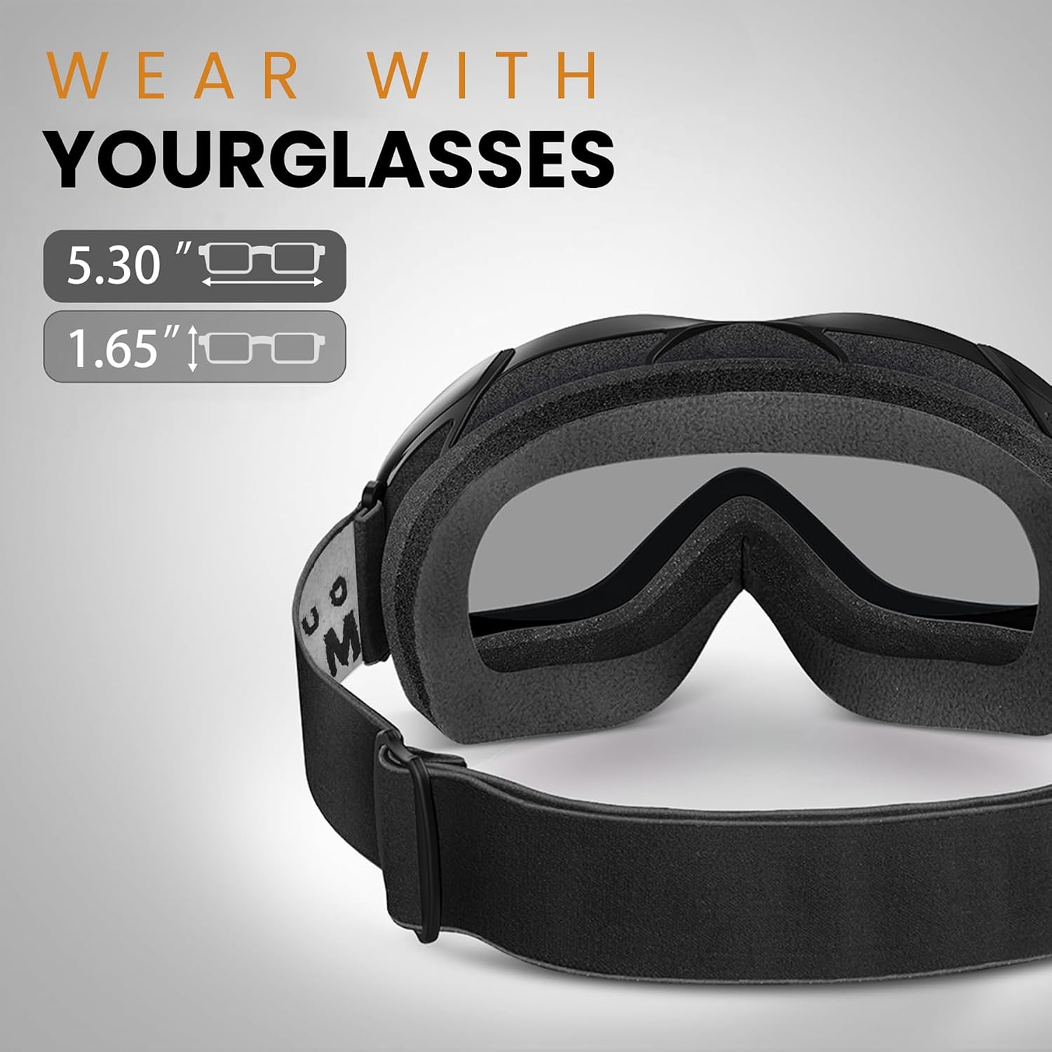 OTG Ski Goggles, Snowboard Goggles for Men, Women & Youth | Over Glasses Ski Goggles with Anti-fog UV400 Protection