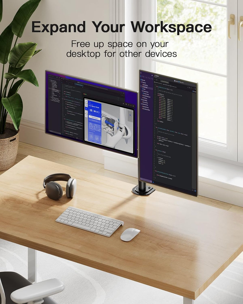Dual Monitor Mount for 2 Monitors up to 32 inches, Heavy Duty Dual Monitor Stand Holds up to17.6lbs, Dual Monitor Arm