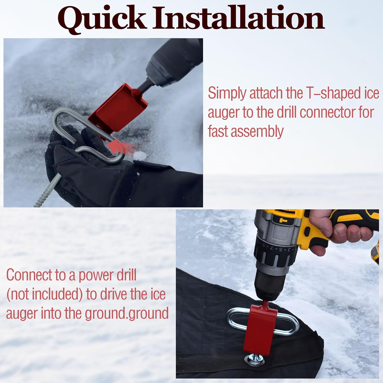 69138 Ice Shelter Anchors and 43416 Anchor Install Adapter | Ice Anchor Tool Kit Compatible with Eskimo ice fishing