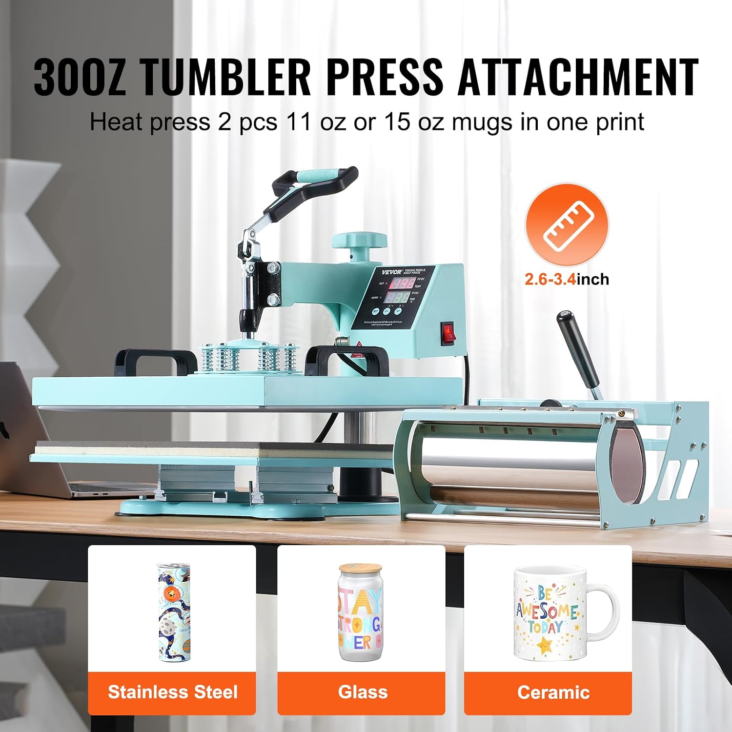 15x15 Heat Press Machine 8 in 1 Combo with 30 OZ Tumbler Press & Hat Press, Slide Out Heat Press Sublimation Machine
