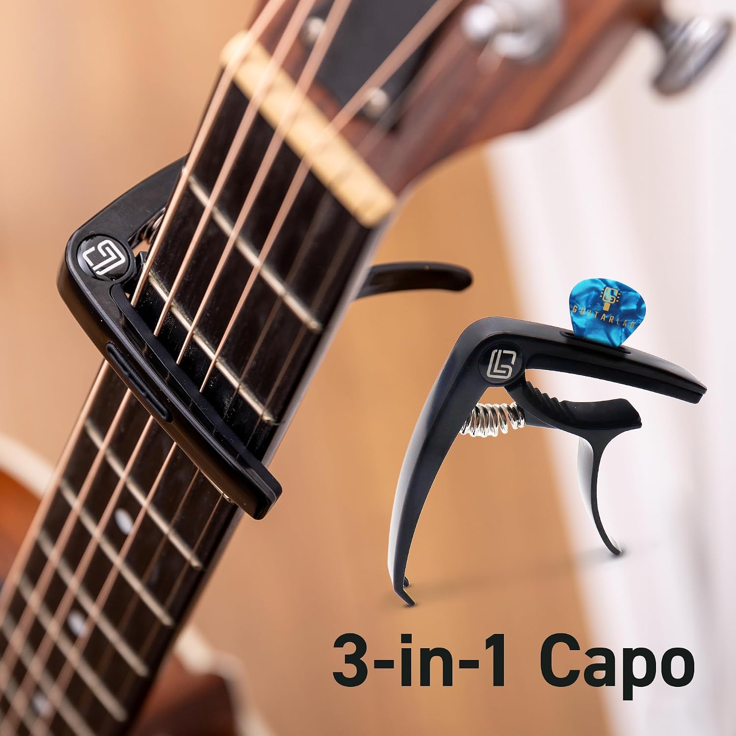 Guitar Accessories Kit - Strap, Capo, Tuner & Picks Gift Set | For electric, acoustic & bass players; beginner
