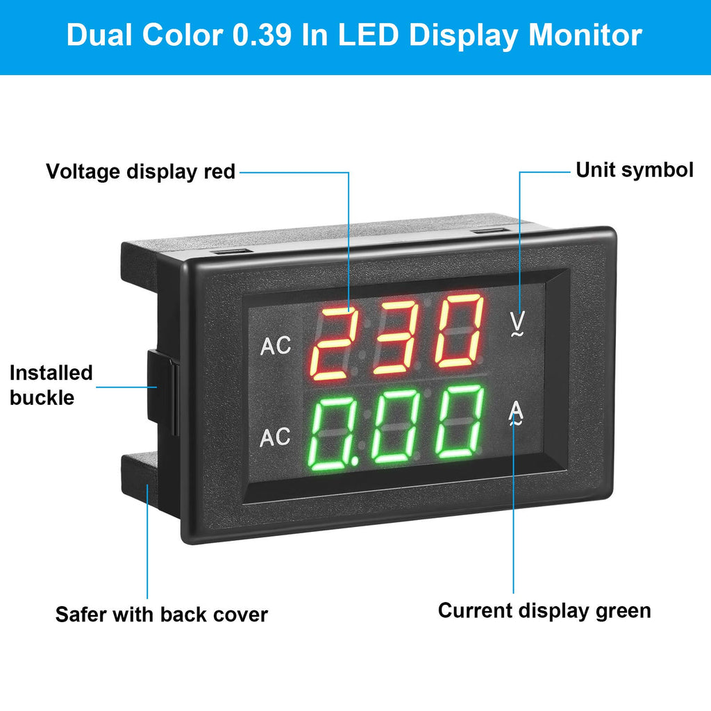 Frienda AC Amp Meter 500v 200a, Digital Dual Display, 2 Pieces