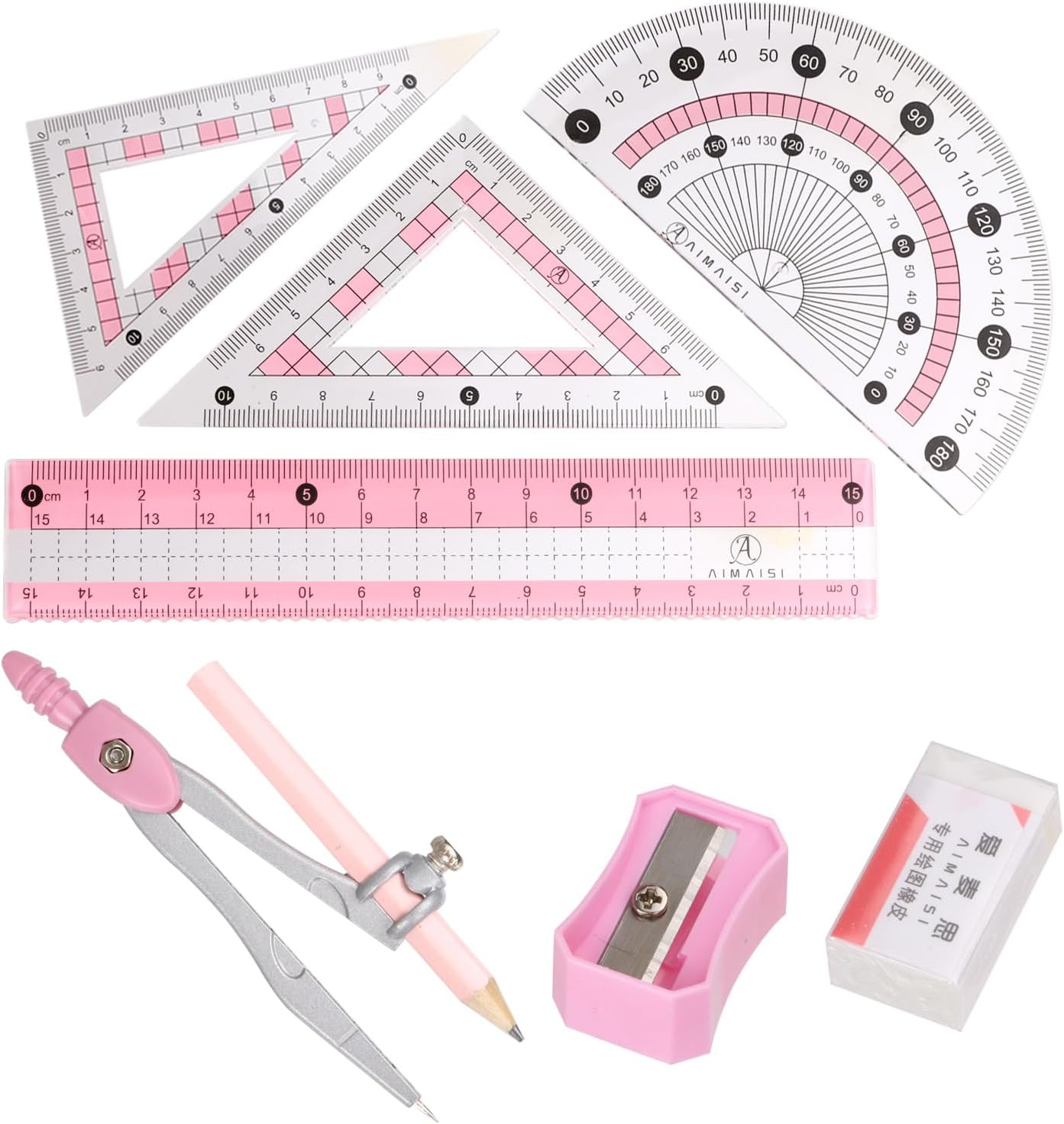 Compass Geometry Tool Protractor and Compass Set with Metal Box Drawing Compass with Rulers Math Compass Kit for