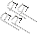 4-pieces Heavy Duty F Clamp 12-inch, 4-3/4" Throat | Drop-forged Full Steel Bar Clamps for Metalworking & Welding