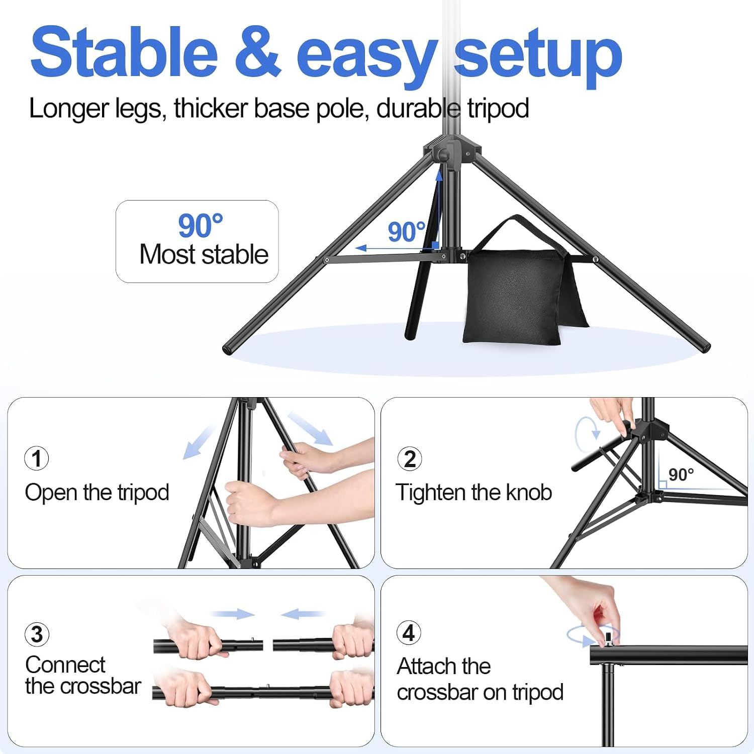 Backdrop Stand 10x7FT Adjustable Back Drop Stand for Party Photoshoot | Background Stand Backdrop with 8 Clamps, 2