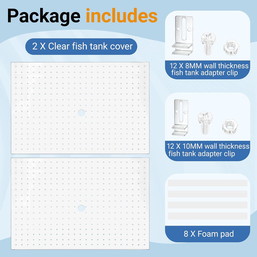 2 Pcs Aquarium Acrylic Fish Tank Lid Covers for 70/75/90/110 Gallon, 48 X18 Glass Cuttable Canopy Top Net, Anti-Jump