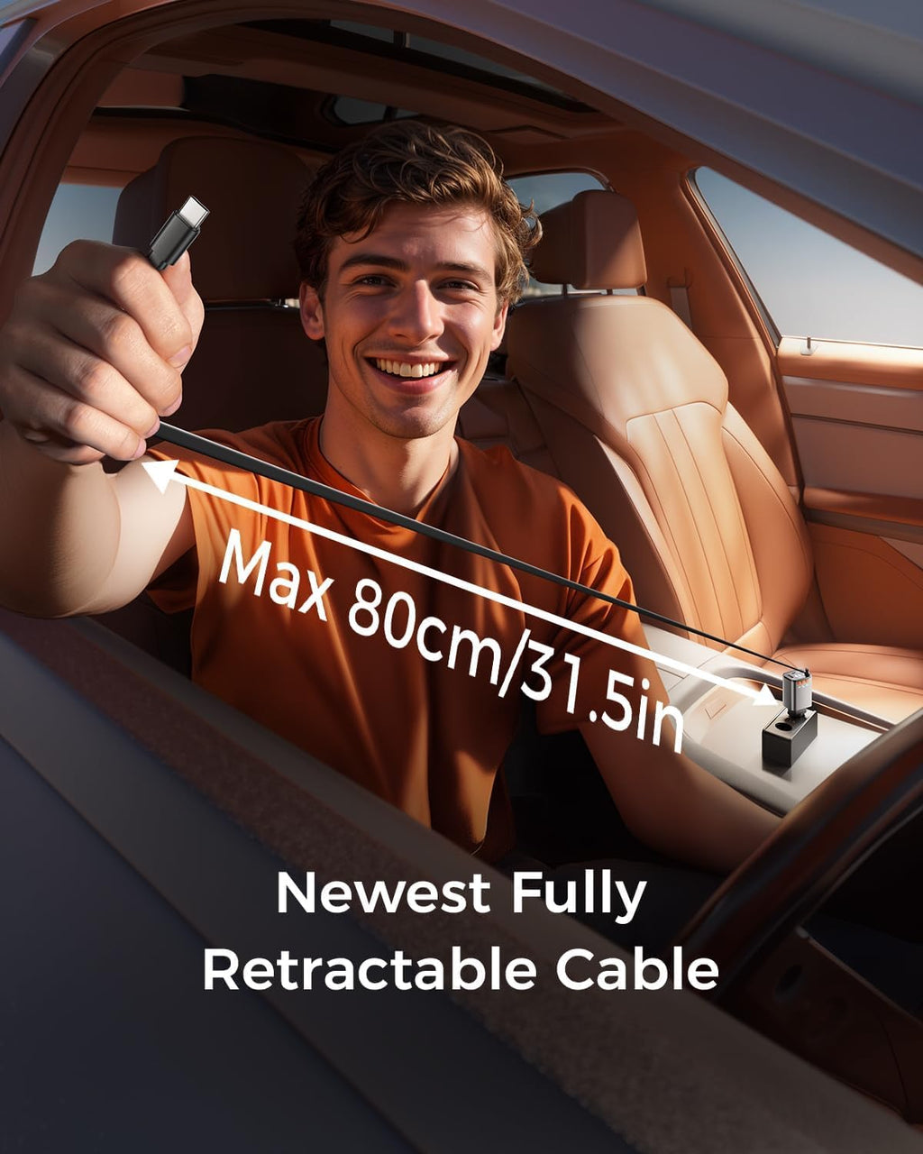 69W Retractable Car Charger, Compact Bluetooth 5.3 FM Transmitter | 4 in 1 Bluetooth Car Adapter, Apple & USB C