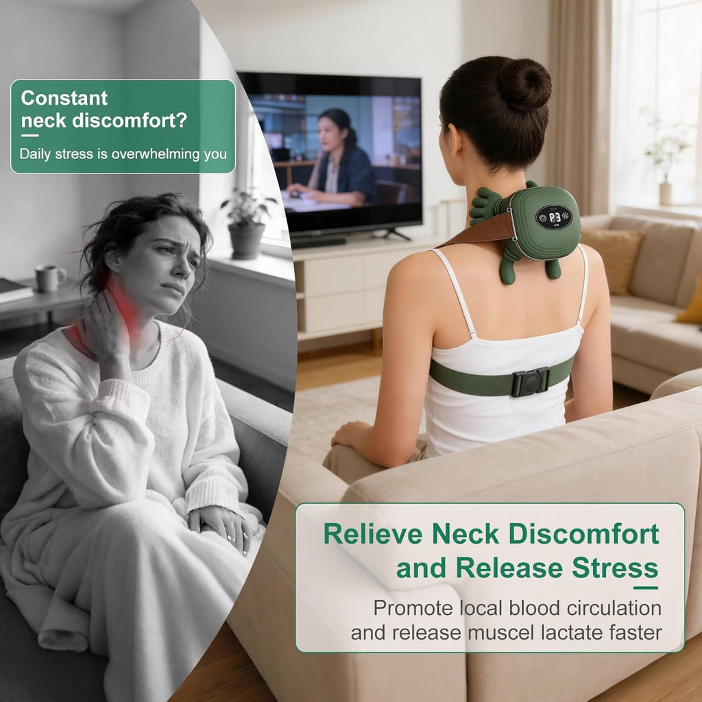 Human-Like Neck Massager with Heat for Pain Relief Deep Tissue, Cordless 4D Kneading Neck and Shoulder Massager Back