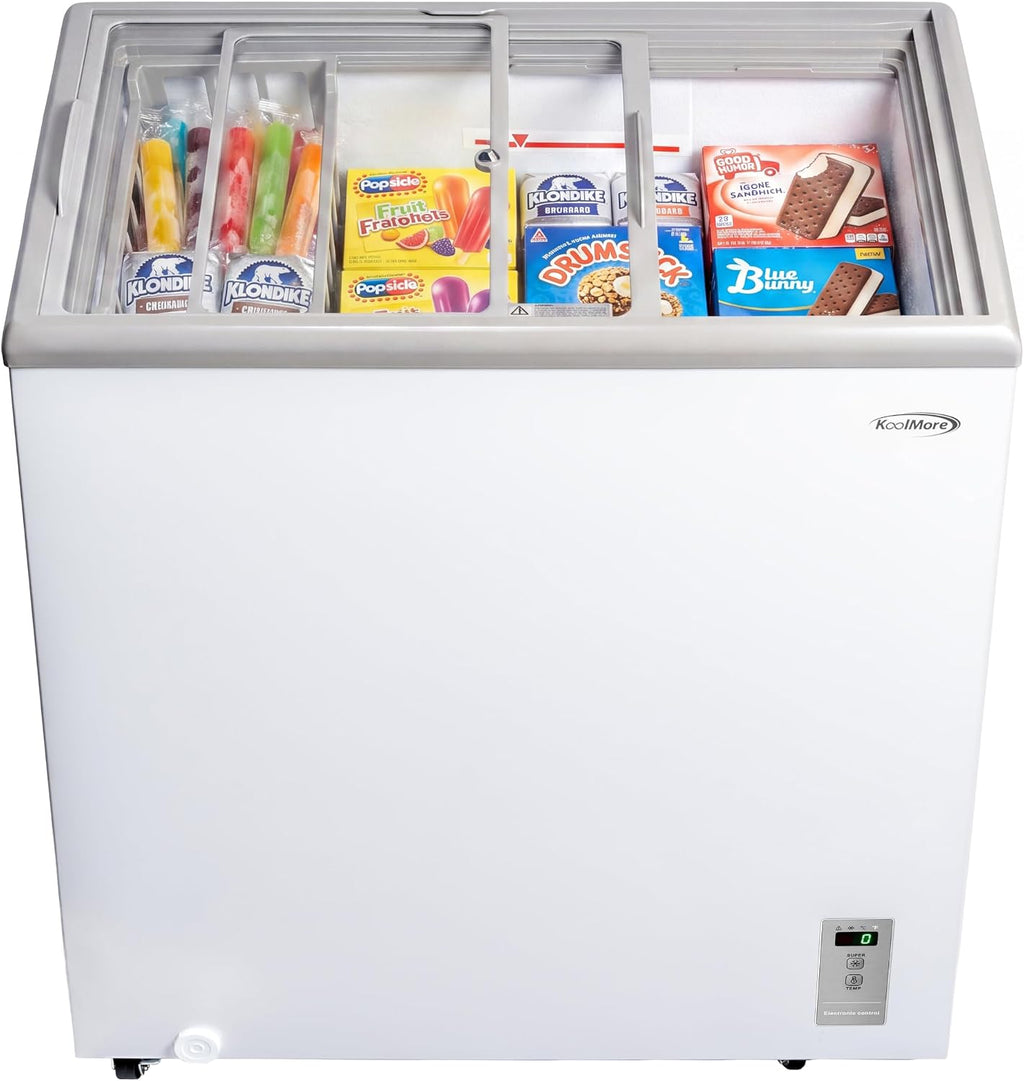 30 in. Commercial Flat Top Ice Cream Display Freezer, NSF Listed, 7 Cu. Ft. in White