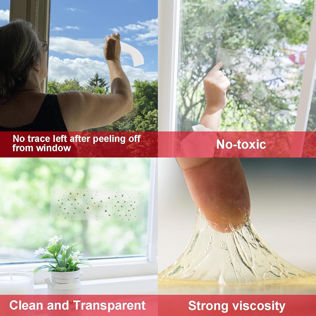 Window Fly Traps, 30 Pack Sticky Fly Traps for Indoors, Fly Catchers for Inside Home, Waterproof & Non-Toxic Adhesive