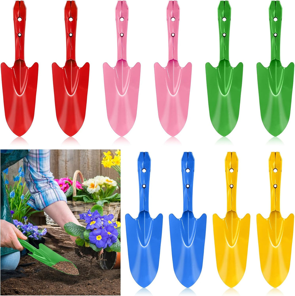 10 Pack Colorful Metal Hand Shovels, Garden Trowel Set Small Gardening Hand Tools for Soil Planting Digging