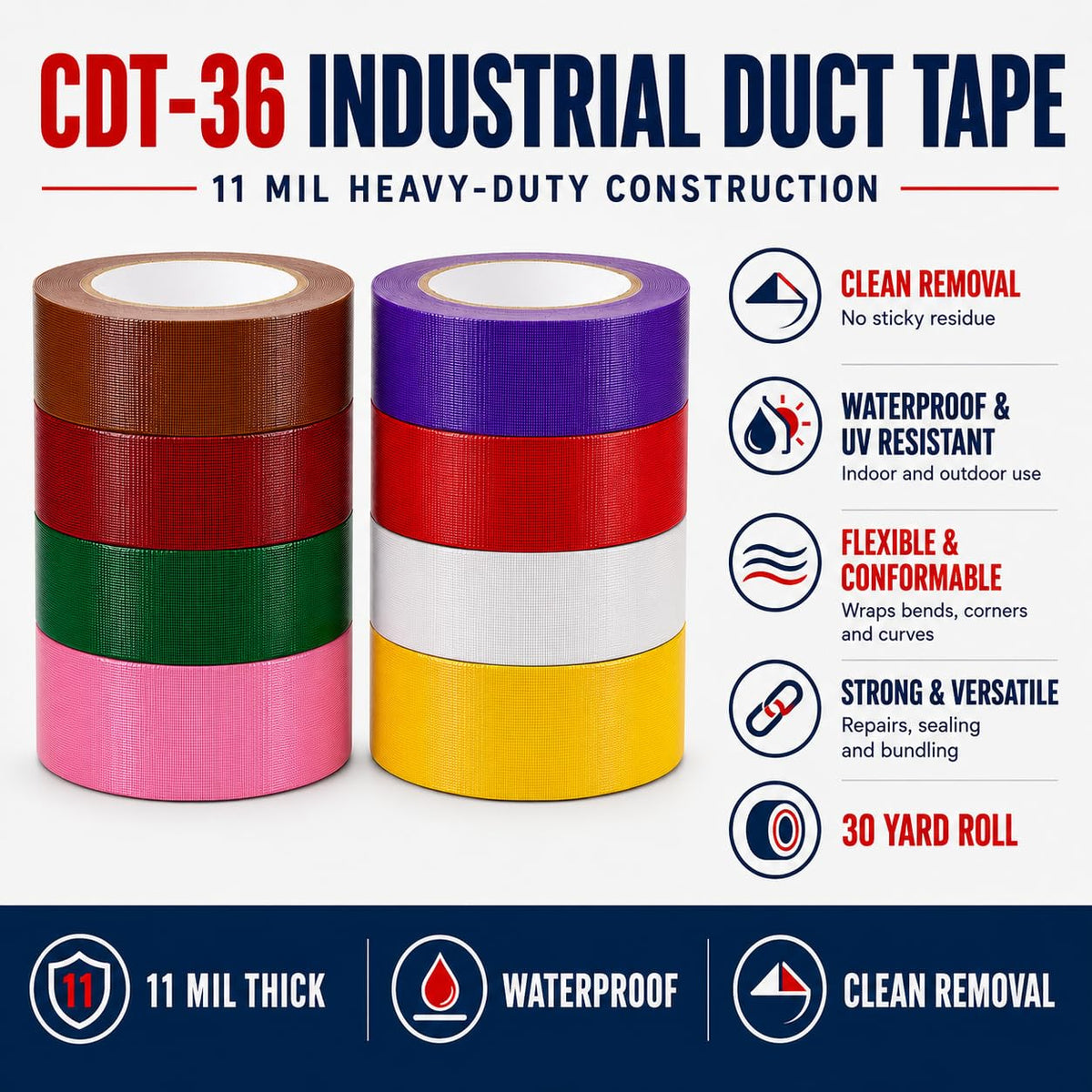 CDT-36 Industrial Grade Duct Tape, Brown, 2 Inch x 30 Yards