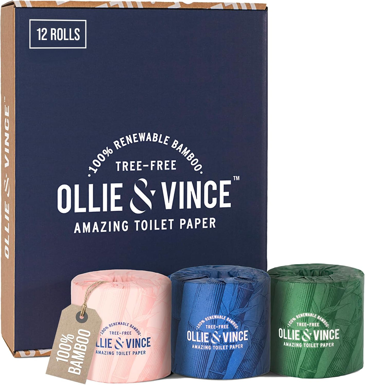 100% Bamboo Toilet Paper - 12 Rolls, Tree-Free, Sustainable
