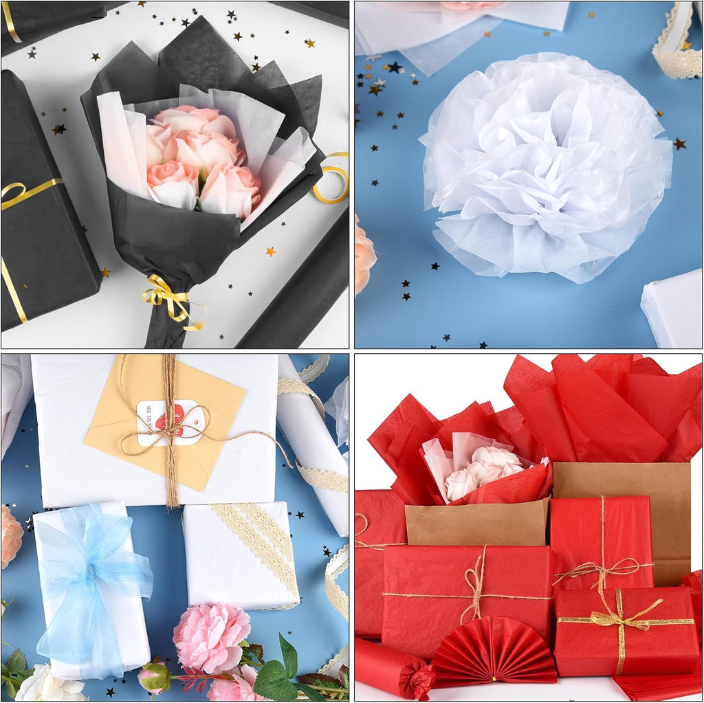 60 Sheets Red Black White Tissue Paper for Gift Bag Flower Packaging